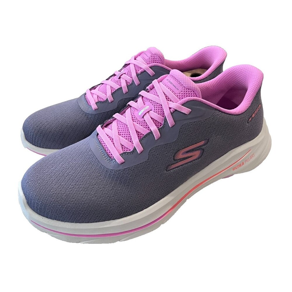 Skechers Go Walk 8 Nadia NEW Size 13 Rare Hands Free Slip-ins Womens Gray Pink